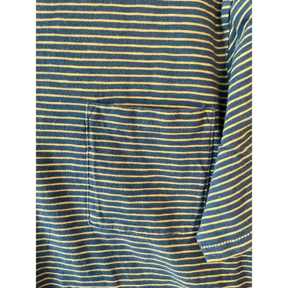 J Crew mens XXL slub cotton pocket tee blue/yellow stripes - Picture 3 of 3